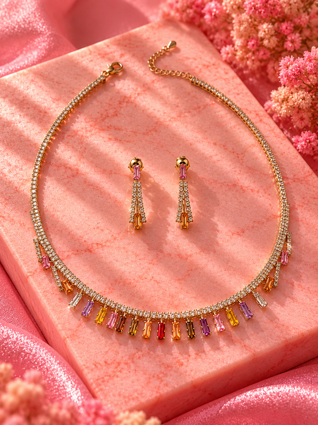 ✨Collar Prisma Gold + Pendientes