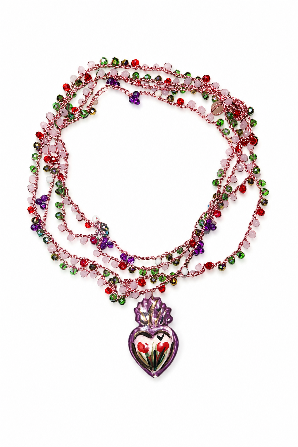 Collar Tejido Corazón Veneciano