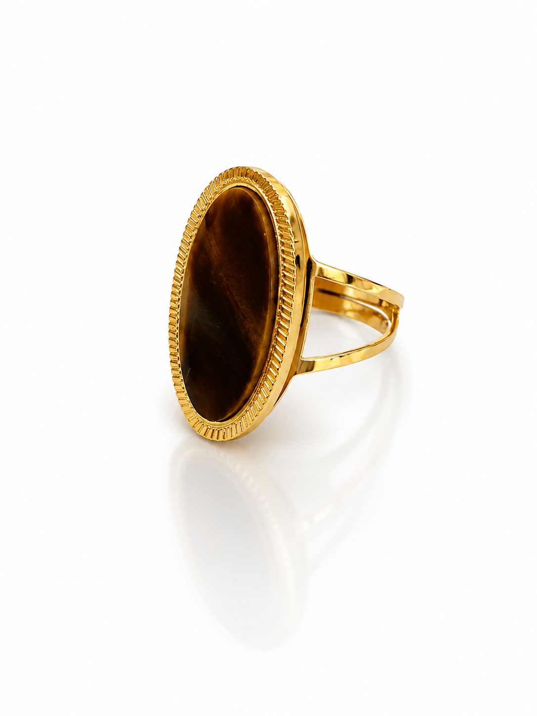 Anillo ovalado ojo tigre