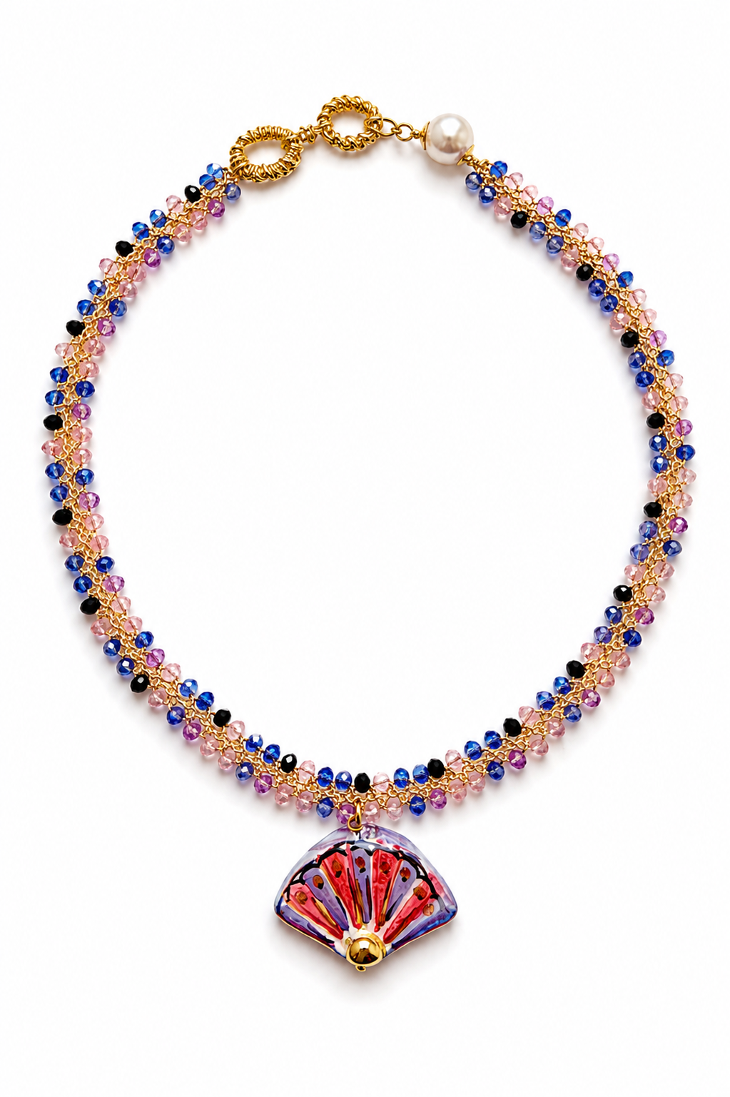 Collar tejido abanico