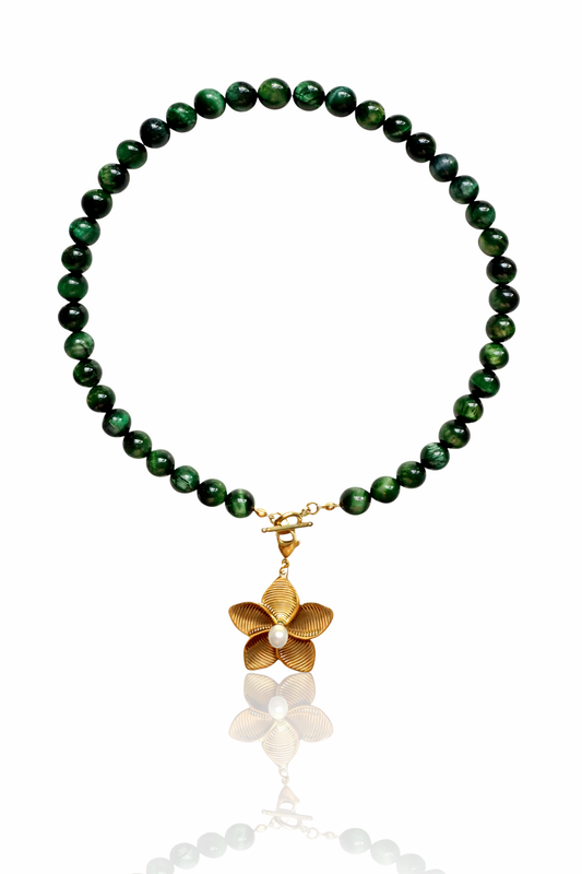 Collar ojo tigre verde