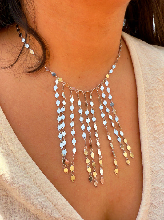 Collar Cascada Plateado